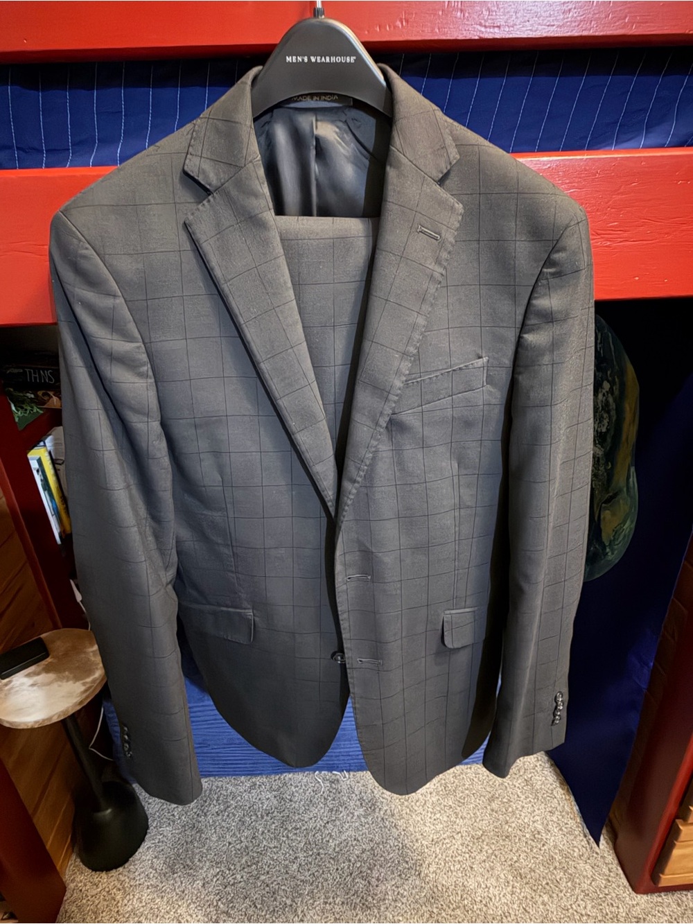 Wilke Rodriguez 2 Piece Charcoal Windowpane Suit